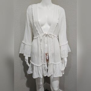 Beautiful White Ruffled Swim Cover